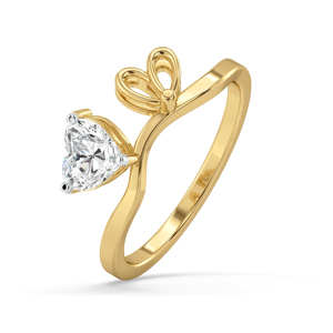 Heart Cut <b>Diamond</b> Engagement <b>Ring</b> In Yellow Gold With Romantic Style For Women - Product Image 2