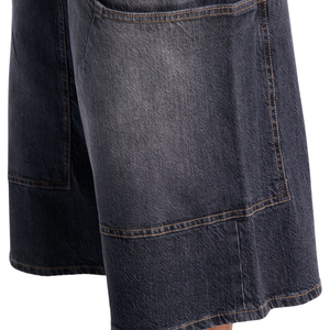 Shorts en jean cargo gris anthracite pour homme, coupe ample, jambe large, en coton, multi-poches, longueur genou, style décontracté streetwear, été - Product Image 5