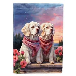 Multicolor Clumber Spaniel dos corazones jardín bandera buzón decorativo patio Banner para Patio ilustraciones camas de flores tamaño de patio Banner - Product Image 1