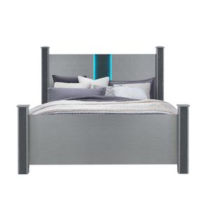 Lit double LORENZO en argent avec haut-parleurs intégrés - Product Image 1