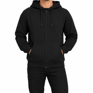 Sweat à capuche zippé pour homme avec cordon de serrage réglable, poches kangourou fendues sur le devant, manches longues et poignets côtelés - Product Image 3