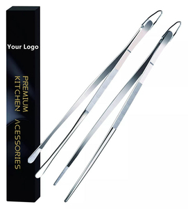 Ensemble de pinces de cuisine en acier inoxydable, 4 pièces, pinces alimentaires robustes avec pointes dentelées pour la cuisson et la présentation - Product Image 5