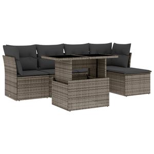 Ensemble de canapés de jardin en rotin gris, structure en acier, verre trempé, mobilier d'extérieur, design contemporain, ensemble de jardin 6 places - Product Image 4