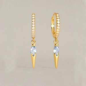 Boucles d'oreilles à pointes pavées de citrine - Avec boucles d'oreilles créoles en quartz CZ, pendentif ovale facetté en pierre précieuse, bijoux pour femme en argent sterling 925 - Product Image 4