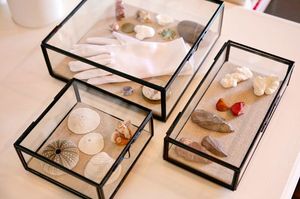 Glass Jewelry Box With <b>Mirror</b> Base And Metal Frame For Storage Display - Product Image 3
