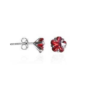 Boucles d'oreilles clous en argent sterling 925 avec fleur de rubis, bijoux en pierres précieuses rouges pour femmes et jeunes filles, à porter lors de mariages et de fêtes - Product Image 2