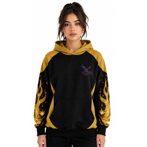 Black Gold Flame Winter Unisex Heavyweight Hoodie Pullover Sweatshirt <b>Raglan</b> Sleeve Hooded Jacket Front Pocket Custom Logo 100% - Product Image 1