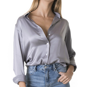Nouveautés 2026 – Blouse Femme en Soie Satinée 100% Respirante, Style Décontracté Vintage, Manches Longues, Col Rabattu, Boutonnée, Coupe Ample pour l'Été - Product Image 3
