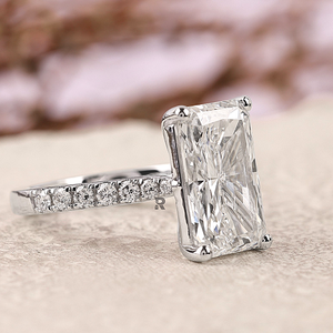 Anillo de Compromiso y Boda Minimalista para Mujer, Aradia Radiant EX Cut, Oro de 10K/14K/18K, Diamante Cultivado en Laboratorio de 1-5CT, Color D, VS1, Certificado IGI - Product Image 1