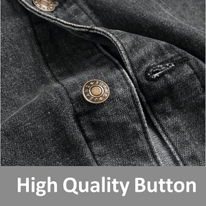 Men's <b>Black</b> 100% Cotton Denim <b>Vest</b> Sleeveless Stand Collar Casual Plus Size Washed Frayed Edge High Street Outerwear Summer - Product Image 2