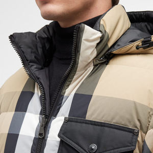 Men's Plaid Hooded Puffer Jacket Zipper Closure Windproof <b>Thick</b> <b>Winter</b> <b>Coat</b> Casual Style Regular Fit - Product Image 2
