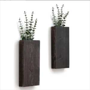 Macetero Colgante de Pared de Madera de Roble Oscuro, Rectangular, para Jardín Vertical, Decorativo para Interiores - Product Image 1