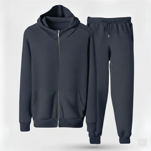 Conjunto de Sudadera con Capucha y Pantalones Acampanados de Chándal para Hombre, Estilo Casual Vintage Holgado Oversize con Lavado Ácido y Cremallera con Pedrería, para Otoño - Product Image 3