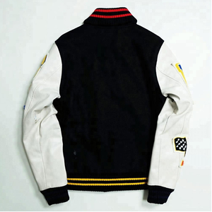 Chaqueta universitaria de poliéster con logotipo personalizado al por mayor para hombre, tipo bomber, con cierre de botones, bolsillos y letras estilo Letterman, para béisbol. - Product Image 4