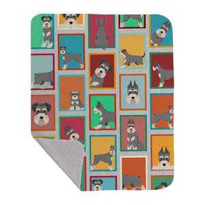 Soft Lightweight 50x60 Artwork Pattern Quilted <b>Throw</b> <b>Blanket</b> Lots of Schnauzer for Bed Couch Sofa <b>Pet</b> <b>Blanket</b> & <b>Throws</b> - Product Image 1
