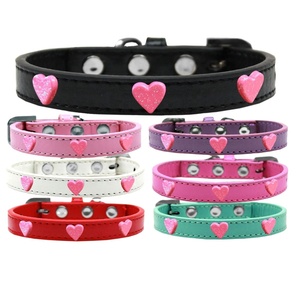 Collar de perro de cuero genuino de la más alta calidad hecho a mano con diseño de perno de corazón Fabricante Proveedor Saman Exports - Product Image 1