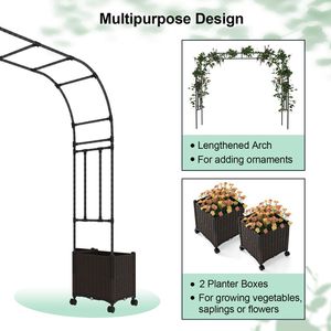 Arco da Giardino con Ruote Bloccabili e 2 Fioriere, 2 Metri, Elegante Recinzione e Cancello - Product Image 5