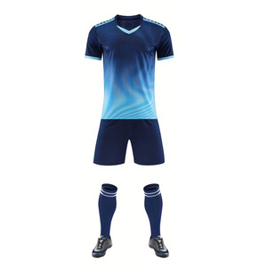 Uniforme de Fútbol para Hombre, Azul Degradado, Cuello en V, Manga Corta, Absorbe la Humedad, Ajuste Atlético, Impresión Sublimada, Conjunto de Camiseta de Fútbol - Product Image 3