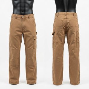 280 GSM Cotton Spandex Corduroy Waterproof Breathable Acid Wash Khaki Reinforced Panels Utility Style Left Leg Men's <b>Work</b> <b>Pants</b> - Product Image 1