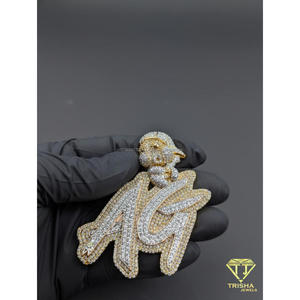 Moissanite Diamond <b>Custom</b> AG <b>Name</b> Pendant Cartoon Iced Out Hip Hop <b>Necklace</b> Bling Jewelry Gift - Product Image 2