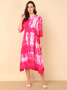 Robe évasée trapèze en rayonne tie & dye pour femme, séchage rapide, idéale pour l'été, les fêtes, le style de vie moderne et le quotidien – Meilleur prix fournisseur - Product Image 1