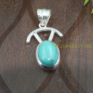 Pendentif ovale en argent Sterling 925, turquoise bleue, fait à la main, bijoux spirituels tribaux minimalistes, cadeau pour femmes et hommes, Art Boho - Product Image 4