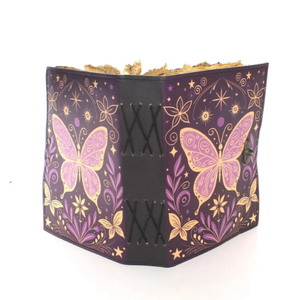Carnet en cuir imprimé papillon 5 x 7 pouces avec papier à bords festonnés, fait main, style vintage, pour journal intime et écriture, idéal comme cadeau - Product Image 3