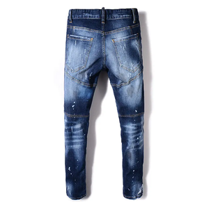 Pantalones Vaqueros de Mezclilla para Hombre, Personalizados, 100% Algodón, Desgastados, Ajustados, Casuales, Estilo Urbano - Product Image 2