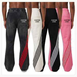 Pantalones Deportivos de Algodón Grueso para Hombre, Estilo Vintage, Lavado Ácido, Transpirables, con Rayas Laterales y Cintura Elástica - Personalizados, OEM, ODM - Product Image 1