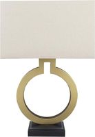 Lampe de bureau moderne en métal, luminaire contemporain pour chambre à coucher avec abat-jour rouge et finition dorée pour la décoration intérieure