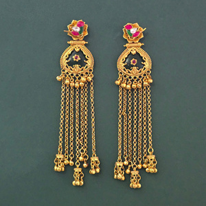 Joyería Hecha a Mano en India, Pendientes de Estilo Antiguo con Baño de Oro Mate 231683 - Product Image 6