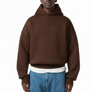 Sweat à capuche personnalisé en molleton bouclette de haute qualité, poids lourd 450 g/m², coupe décontractée avec épaules tombantes, fabricant de sweats à capuche coupe ample 500 g/m², style pull court - Product Image 1