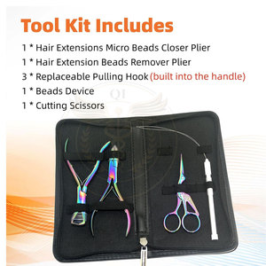 Kit d'outils pour extensions de cheveux : Pince de pose et de retrait de micro-anneaux, et ciseaux de coupe - Product Image 2
