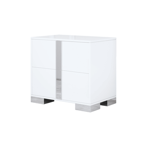 Comodino elegante a specchio bianco con 2 cassetti comodino con manico in metallo per camera da letto o soggiorno - Product Image 4