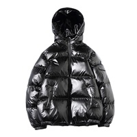 Veste bomber unisexe en tissu polyester/coton brillant de style décontracté OEM, col montant en laine, fermeture éclair, vente en gros, veste d'hiver
