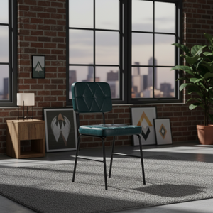 Luxury Dining Chair with Tufted Backrest and Seat Metal Frame Accent Chair for Home Restaurant Cafe Hotel Furniture - Product Image 5