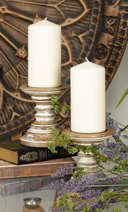 Ensemble de 2 porte-bougies en bois vieilli, style rustique, pour bougies piliers, décoration de table à la maison - Product Image 6