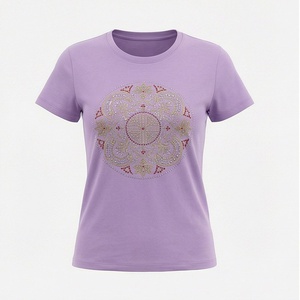 T-shirts d'été personnalisés avec transfert de strass pour femmes – T-shirt en strass de haute qualité – Vêtements tendance en promotion - Product Image 1