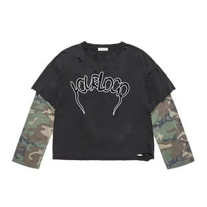 Camisetas de Manga Larga para Hombre, Personalizadas con Logotipo, Estilo Urbano, Cuello Redondo, Oversize, con Diseño de Camuflaje - Product Image 1