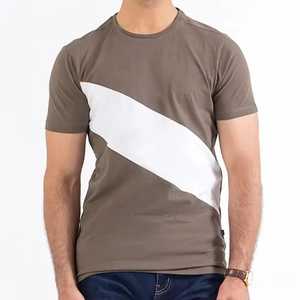 Camiseta de manga corta para hombre, corte ajustado, con rayas diagonales, estilo moderno con bloques de color, informal, minimalista, para verano, estilo urbano. - Product Image 6
