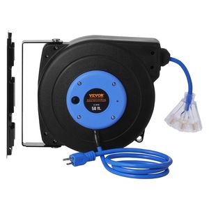 Cavo di Prolunga Avvolgibile Retrattile per Carichi Pesanti da 15 Metri (50 FT) 14AWG/3C SJTOW con Presa Tripla Illuminata da 13 Ampere - Product Image 1