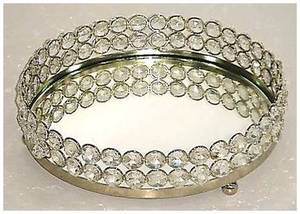 Luxury Traditional Rectangular <b>Mirrored</b> Aluminium Gold <b>Crystal</b> Beaded Decorative Vanity Tray Cosmetic Makeup Organizer Jewelry - Product Image 5
