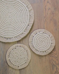Colorful Round Macrame <b>Placemats</b> for Dining Table Kitchen Decor Coffee Table Styling and Festive Home Decoration From India - Product Image 6