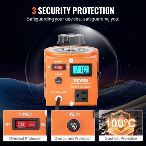Transformador de Voltaje Variable Automático de 500VA, 3.84 Amperios, Entrada de 110V, Salida de 0-130V, Regulador de Voltaje CA con Pantalla LCD y 4 Estabilizadores Adicionales - Product Image 4