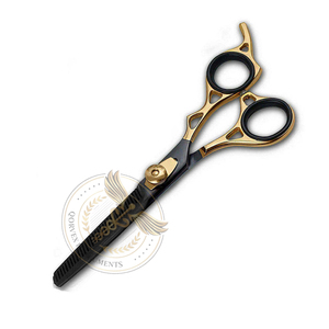 Ciseaux à effiler professionnels pour barbier, à manche élégant et lame de rasoir, en acier inoxydable, pour fournitures de salon de coiffure, Grade A+ - Product Image 1