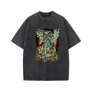 Men's Vintage Washed Black Oversized <b>T</b>-<b>shirt</b> with Octopus Tentacle <b>Gothic</b> Streetwear Print 230g Cotton Tee Quick-Dry Breathable - Product Image 2