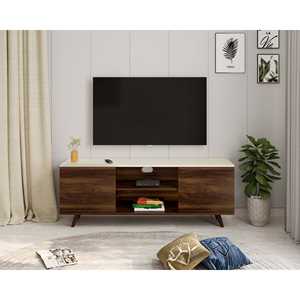 ตู้วางทีวีไม้เอ็นจิเนียร์ด์ ฮาร์มอนด์ สีน้ำตาลเมเปิลและสีงาช้าง พร้อมที่เก็บของสำหรับทีวีขนาดไม่เกิน 50 นิ้ว - Product Image 6