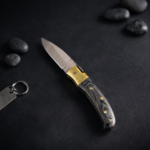 Navaja de bolsillo mini de acero inoxidable hecha a mano con mango de madera plegable de 4 pulgadas, herramienta EDC para exteriores, artículo de regalo, proveedor mayorista - Product Image 3