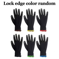 Gant de travail en tricot enduit de PU noir, respirant, antidérapant, imperméable, antistatique, sans silicone, durable pour l'industrie manufacturière