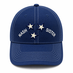 Casquette de baseball bleue à 6 panneaux avec étoiles brodées et texte « Sœur », unisexe, décontractée, ajustable - Product Image 2